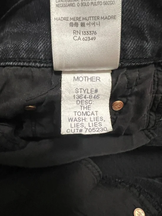 Mother Superior The Tomcat Straight Leg Jeans Lies, Lies, Lies Black Size 32 - Picture 11 of 13